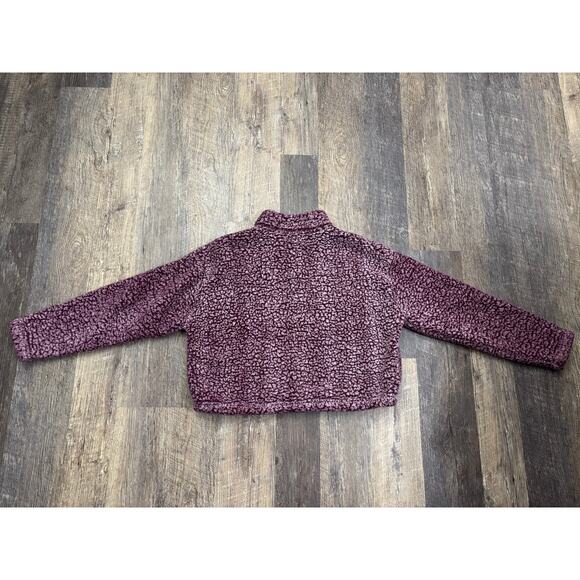 LA Hearts Sherpa Fleece Quarter Zip Pullover Plum Purple Cropped Sweatshirt M - Picture 5 of 5